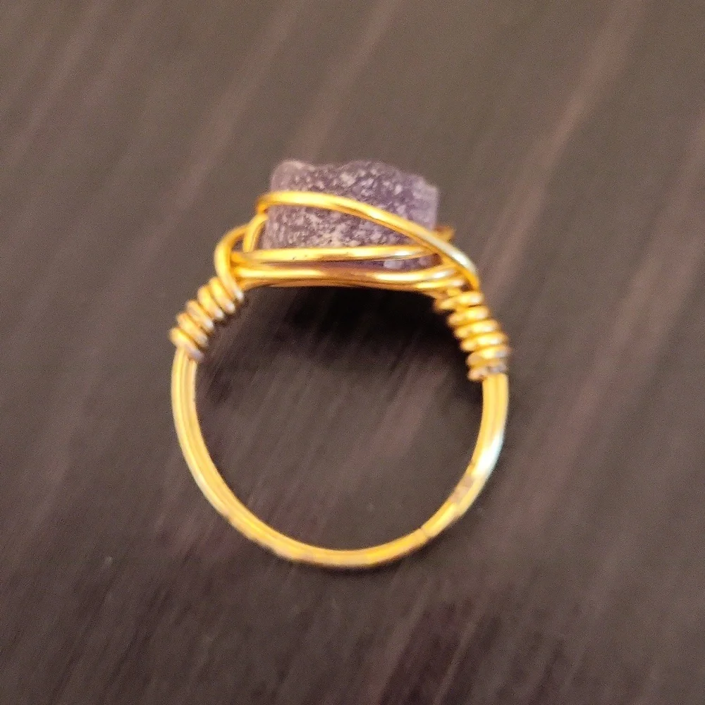 Raw Amethyst Gemstone Wire Wrap Ring